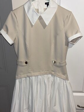 Karen Millen Cream and White Midi Dress